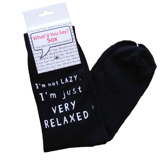 Foozys Graphic Quote Fun Socks Not Lazy Just Very Relaxed Unisex One Size - Picture 1 of 3